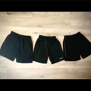 Black Nike, Fila, and Tek Dry Unisex Athletic Shorts